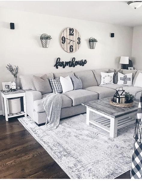 Gray And White Apartment Decor, Apartment Farmhouse Living Room, Grey Living Room Ideas Farmhouse, Coffee Tables Living Room Farmhouse, Apartment Living Room Decor Cozy Simple, Living Room Decor Gray And White, Gray Living Room Ideas Farmhouse, Gray And White Farmhouse Living Room, Decorating A Grey Living Room