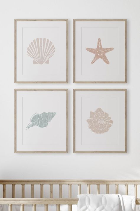 SET of 4 Prints, Sea Shell Printable, Nautical Nursery Decor, Coastal Home Decor, Summer Wall Decor, Boho Neutral Color, Starfish Print, Watercolor Sea Shell, Watercolor Starfish, Summer Art Print, Conch Shell Print, Clamshell Print Sea Shell Printable, Shell Printable, Sea Shell Watercolor, Nautical Nursery Girl, Shell Watercolor, Watercolor Starfish, Surf Room Decor, Kindergarten Posters, Summer Wall Decor