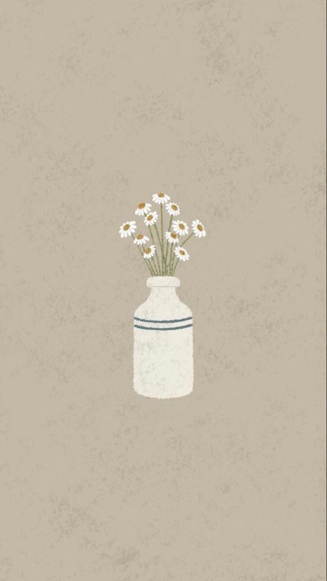 Illustration Vase, Vase Wallpaper, Flower Garland Diy, Wallpaper Iphone Boho, Daisy Tattoo, Vintage Flowers Wallpaper, Aesthetic Flower, Wallpaper Cute, Cute Simple Wallpapers