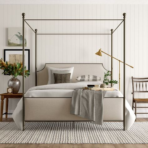 Kitsco Alexandra Low Profile Canopy Bed & Reviews | Wayfair Coastal Cottage Bedroom, Beautiful Bed Designs, Simple Bed Designs, Cama King, Four Poster Bed, Cottage Bedroom, Four Poster, Poster Bed, Canopy Bed