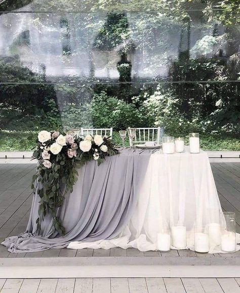 Sweat Heart Table Wedding Ideas, Bride And Groom Table Ideas, Bride And Grooms Table, Head Table Wedding Decorations, Bride And Groom Table, Wedding Sweetheart Table, Bride Groom Table, Sweetheart Table Decor, Greenery Wedding Decor