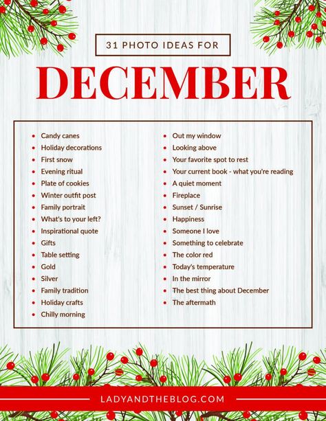 Photography Challenge Beginners, Christmas Photo Ideas, Being There For Someone Quotes, December Photo Challenge, Cheer Photography, December Challenge, Evening Rituals, Photo A Day Challenge, Photo Prompts