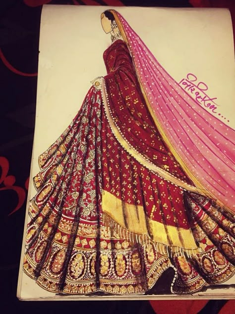 Background Design Sketch, Fashion Illustration Painting, Bridal Illustration Indian Sketches, Lehnga Illustration Sketch, Bridal Wear Illustration Sketch, Lehenga Painting, Traditional Wear Illustration, Sari Drawing, Fashion Illustration Indian