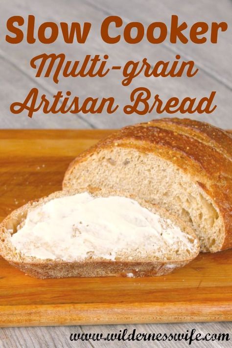 This slow cooker bread recipe is tasty and provides anicely textured whole grain bread. #slowcooker #bread #recipe #crockpot #crockpotbread #slowcookerbread Bread Crockpot, Whole Grain Recipes, Artisan Bread Recipe, Crock Pot Bread, Multi Grain Bread, Slow Cooker Bread, Grain Recipes, Artisan Bread Recipes, Knead Bread