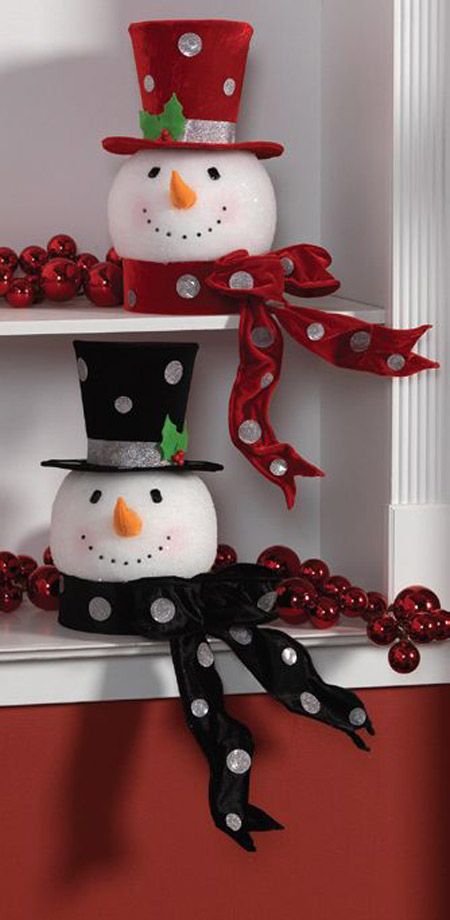 christmas-decorations-pinterest-05 Creative Snowman, Snowman Christmas Decorations, Diy Snowman, Snowman Decorations, Snowman Crafts, Whimsical Christmas, Noel Christmas, Snowman Christmas, Xmas Crafts