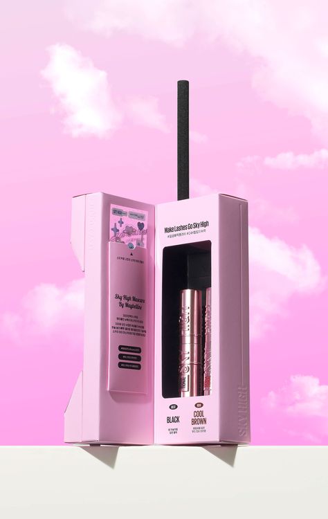 Maybelline New York Sky High Mascara Key Visual & Kit :: Behance Mascara Packaging, Sky High Mascara, Pr Kit, Maybelline Mascara, Hologram Stickers, Key Visual, Graphic Design Packaging, Bold Typography, Maybelline New York