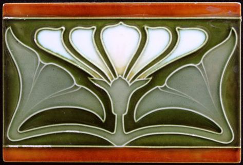 Art Nouveau tile made in Germany at Tonindustrie Offstein Albertwerke G.m.b.H. Offstein und Worms, Germany. The tile was made around 1900. Decoration in relief applied by means of the dust-pressed technique. The tile is in good condition. There’s some damage to the relief. The tile is 14.9 x 10 cm and ca. 1 cm thick. The tile is marked with TO and the typical line structure at the back which is characteristic of this factory. Will be carefully packaged, within the Netherlands I will ship ... Art Deco Tile, Fleurs Art Nouveau, Art Nouveau Tile, Motifs Art Nouveau, Deco Tile, Art Deco Tiles, Tiles Art, Beautiful Tiles, Design Art Nouveau