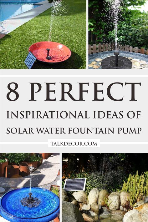 If you want to add a water feature to your garden, the solar powered fountain pump is an excellent choice. This simple, affordable fountain runs automatically off of sunlight. Solar water fountain pump does not have a complicated wires or environmentally harmful batteries, but the movement of the water helps keep standing-water pests, like mosquitoes, at bay. #solarwaterfountainpump #waterfountain #waterfeature Solar Powered Fountain Pump, Water Fountain Pumps, Solar Powered Fountain, Outdoor Gardens Landscaping, Solar Water Fountain, Bird Bath Fountain, Pond Liner, Solar Fountain, Fountain Pump