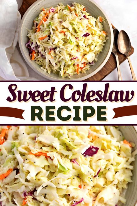 This is the best sweet coleslaw recipe you'll ever have! With Miracle Whip and white sugar, the dressing is just to die for! Sweet Coleslaw Dressing, Sweet Coleslaw Recipe, Sweet Coleslaw, Classic Coleslaw Recipe, Coleslaw Recipes, Cabbage Recipes Healthy, Seed Salad, Cabbage Salad Recipes, Creamy Salad Dressing