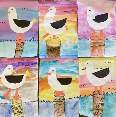 Beach Art Projects, Ocean Art Projects, Ivan Cruz, Art Of The Day, First Grade Art, Kindergarten Art Lessons, Summer Art Projects, Deep Space Sparkle, Animal Art Projects