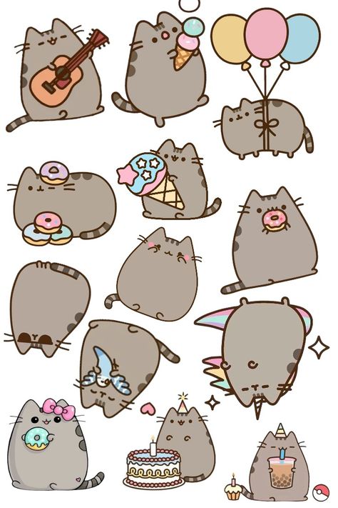 Pusheen Cake Topper, Pusheen Cake, Kawaii Pusheen, Pusheen Birthday, Pusheen Stickers, Pusheen Cute, Cute Easy Doodles, Pusheen Cat, Cute Doodles Drawings