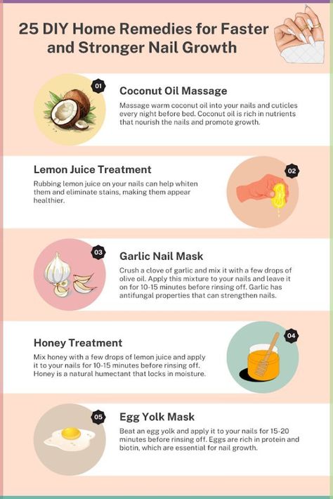 5 HOME REMEDIES FOR FASTER AND STRONGER NAIL GROWTH Diy Strong Nails, Stronger Nails Remedies, Food For Strong Nails, Diy Nail Growth Serum Recipe, Natural Nail Health, How To Grow Strong Healthy Nails, How To Grow Nails Faster And Stronger, Natural Long Nails Healthy, How To Get Healthy Nails