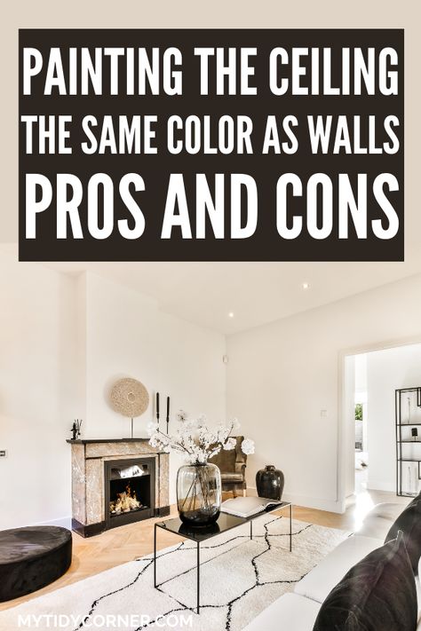 Painting walls and ceiling the same color has its pros and cons. We reveal them all here to help you make an informed decision. Ceilings And Walls Painted Same Color, Painting Ceilings And Walls Same Color, Ceilings Painted Same Color As Walls, Painted Wall And Ceiling Same Color, Ceiling And Walls Same Color, Painting Ceiling Same Color As Walls, Walls And Ceiling Same Color, Cathedral Ceiling Living Room, Vaulted Ceiling Bedroom