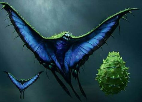 Swooping Evil: A large, butterfly-like creature that emerges from a small object, possibly a cocoon. Creature Fantasy, Beast Creature, Newt Scamander, Fantasy Beasts, 다크 판타지, Alien Concept Art, Fantastic Beasts And Where, Monster Concept Art, Creature Drawings