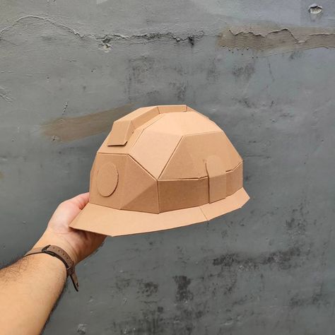 cardboard safety helmet #craft #cardboardcraft A4 Sticker, Paper Binder, Safety Helmet, Diy Cardboard Furniture, Cardboard Furniture, Diy Cardboard, Corrugated Cardboard, Costume Hats, Cardboard Crafts