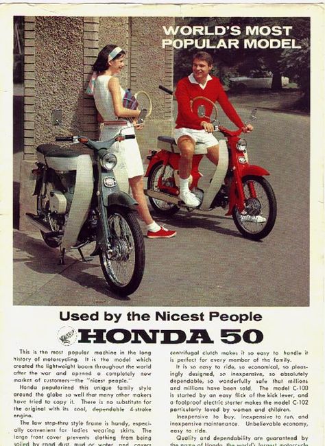 Little Hondas, Great Ads. – the marquis Cub 50, Classic Honda Motorcycles, Honda Scooter, Honda C50, Honda 50, Honda Scooters, Vintage Honda Motorcycles, Honda C70, Honda Super Cub