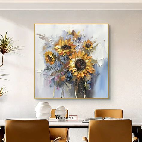 Sunflower Abstract, Sunflower Landscape, Abstract Texture Painting, Art Sunflower, Oil Painting Frames, Hand Painted Textures, Texture Abstract, Flower Landscape, Abstract Texture