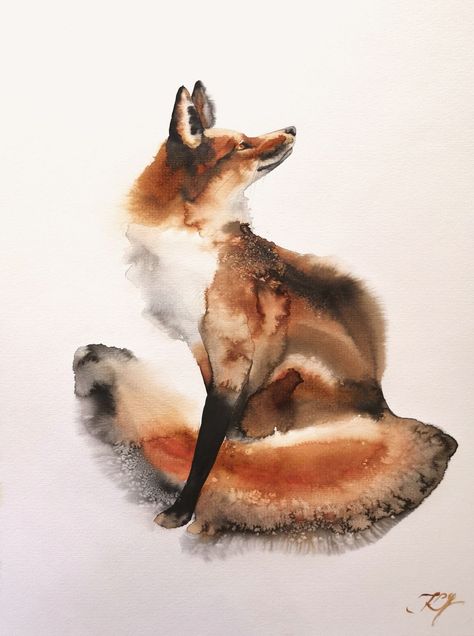 Illustration Art Watercolor Artworks, Fox Art Drawing, Fox Art Illustration, Watercolor Art Animals, Watercolor Animal Paintings, Fox Illustration Drawing, Fox Watercolor Painting, Fox Paintings, Fox Watercolour