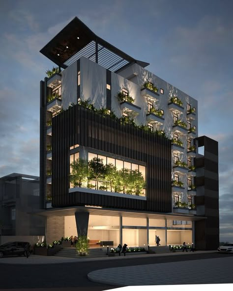 Hospital Facade, Modern Facades, Home Designs Exterior, Hotel Facade, Commercial Design Exterior, Facade Architecture Design, Residential Building Design, Modern Architecture Building, Architectural Rendering