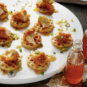 14 Festive Mini Appetizers Chicken Waffles, Mini Appetizers, Buttermilk Chicken, Breakfast And Brunch, Think Food, Chicken And Waffles, Waffle Recipes, Party Food Appetizers, Wedding Food