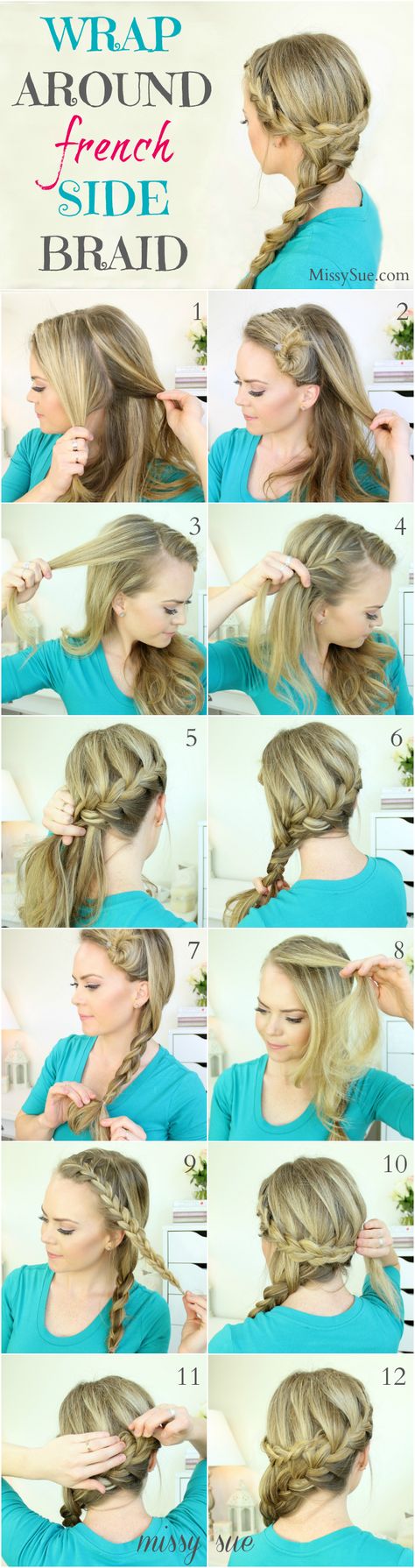 Wrap Around French Side Braid - SO pretty! - Miles/Paska wedding.. this needs to happen Braid Your Hair, How To Braid, Side Braid Hairstyles, Hair Tutorials Easy, Side Braid, Braided Hairstyles Tutorials, Braids For Long Hair, Hair Today, Great Hair