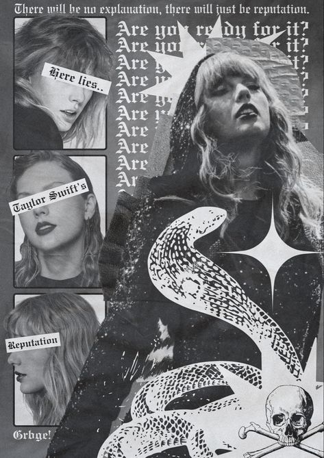 Folklore Graphic Design, Reputation Album Poster, There Will Just Be Reputation, Taylor Swift Eras Tour Fearless, There Will Be No Explanation, Eras Tour Fearless, Reputation Album, College Poster, Grunge Posters