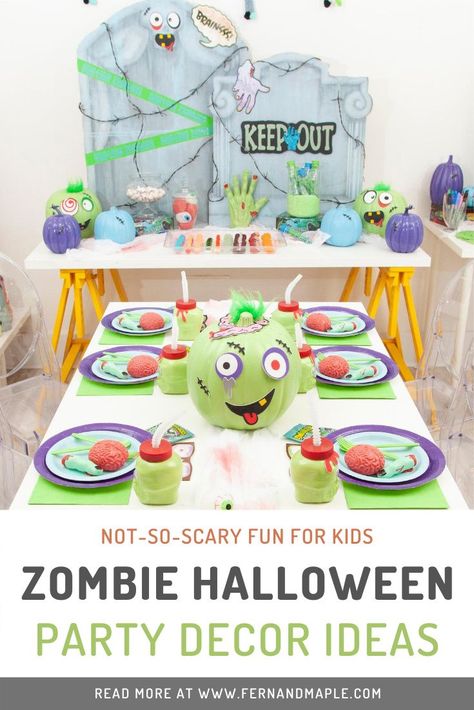 Kids Zombie Party, Zombie Party Decorations, Zombie Themed Party, Zombie Halloween Party, Zombie Decorations, Zombie Kid, Pizza Birthday, Kids Budget, Zombie Birthday Parties