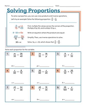 Ratio And Proportion Worksheets, Proportions Math, Proportion Math, Proportions Worksheet, Solving Proportions, Teacher Corner, Seventh Grade Math, Maths Worksheet, Math Fact Worksheets