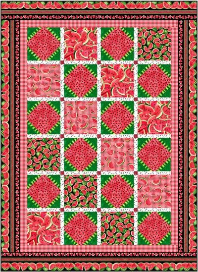 Watermelon Quilt, Throw Quilt Pattern, Cottage Quilt, Timeless Treasures Fabric, One In A Melon, Fabric Suppliers, Fabric Yardage, Coordinating Fabrics, Timeless Treasures