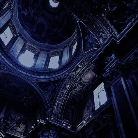 Dark Blue Midnight Aesthetic, Dark Blue Ethereal Aesthetic, Dark Blue Castle Aesthetic, Dark Blue Photos Aesthetic, Dark Academia Blue Aesthetic, Black And Blue Aesthetic Dark, Black Gothic Bedroom, Blue Academia Aesthetic, Dark Blue Widget