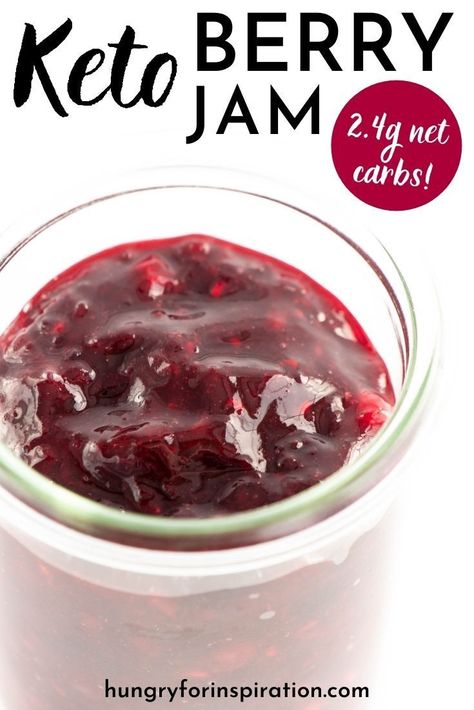 You miss berry jam on the ketogenic diet? Now you don't have to, because with this sugar-free keto berry jam you can enjoy without feeling guilty! This recipe only has 2.4g net carbs per tablespoon compared to 10g net carbs in ordinary berry jam from the supermarket. Plus, it's quick and easy to make - all you need is 30 minutes and 2 ingredients! Aronia Berry Recipes, Keto Jam, Berry Jam Recipe, Sugar Free Jam Recipes, Fruit Jam Recipes, Blackberry Jam Recipes, Mixed Berry Jam, Low Sugar Jam, Best Keto Breakfast