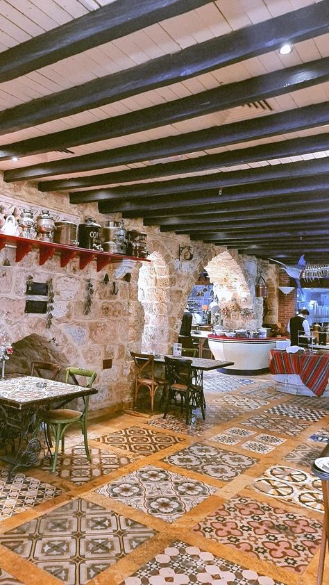 Lebanese Decor Interiors, Lebanese Restaurant Interior Design, Levantine Restaurant, Lebanese Tiles, Lebanese Restaurant Design, Lebanese Interior Design, Lebanese Decor, Lebanese Design, Lebanese Traditions