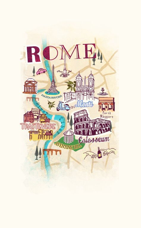 Map Infographic, Study Abroad Travel, Rome Map, Learning A Second Language, Travel Infographic, Italy Map, Learning Italian, Illustrated Map, Travel Maps