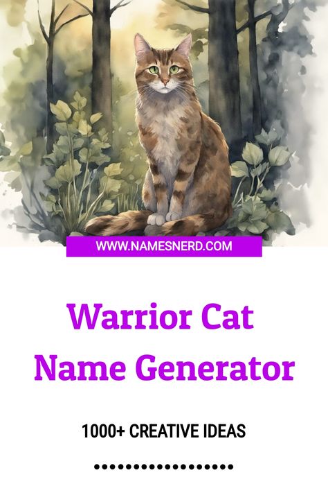 Warrior Cat Name Generator (1000+ Creative Ideas) Warrior Cat Clan Name Ideas, Wcue Name Generator, Warriors Name Generator, Warrior Cats Oc Name Ideas, Warrior Cats Inspiration, Warrior Cats Crafts, Warrior Cat Names Ideas, Warrior Cats Oc Generator, Wcue Names Ideas