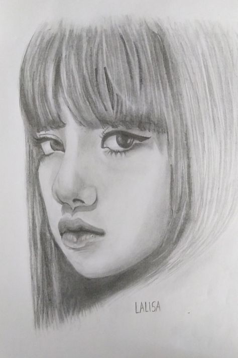 Lisa Easy Sketch, Lisa Blackpink Drawing Easy, Black Pink Drawing Easy, Lisa Drawing Pencil Easy, Lisa Drawing Easy, Black Pink Sketch, Drawing Lisa Blackpink, Lisa Drawing, Lisa Portrait