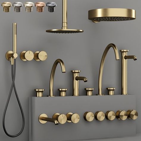 GESSI ORIGINI Bathroom faucet set 1 Graphic Design Careers, Copper Faucet, Zen Bathroom, Showroom Display, Chrome Bathroom, Shower Taps, Bathroom Faucet, Shower Systems, Bathroom Makeover