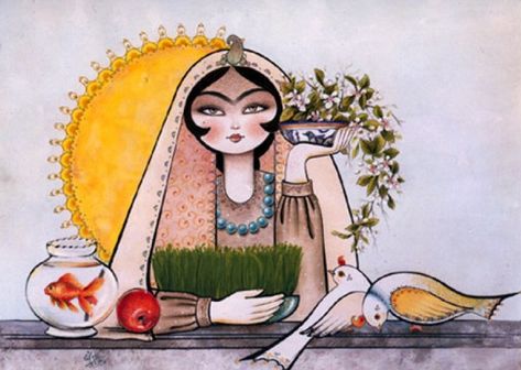 6 Iranian Recipes to Celebrate Nowruz (Persian New Year!) Iranian New Year, Persian New Year, Folklore Art, Arte Folk, Persian Art Painting, Persian Miniature, Iranian Art, Encaustic Art, Painting Photos