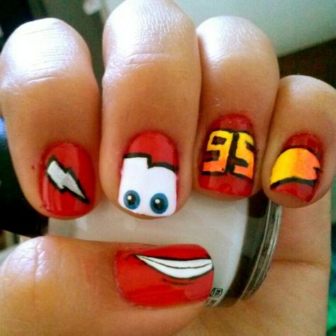 Cars Nails, Cheap Nail Polish, Kutek Disney, Punk Nails, Cute Simple Nails, Nail Art Disney, Simple Gel Nails, Crazy Nails, Cute Gel Nails