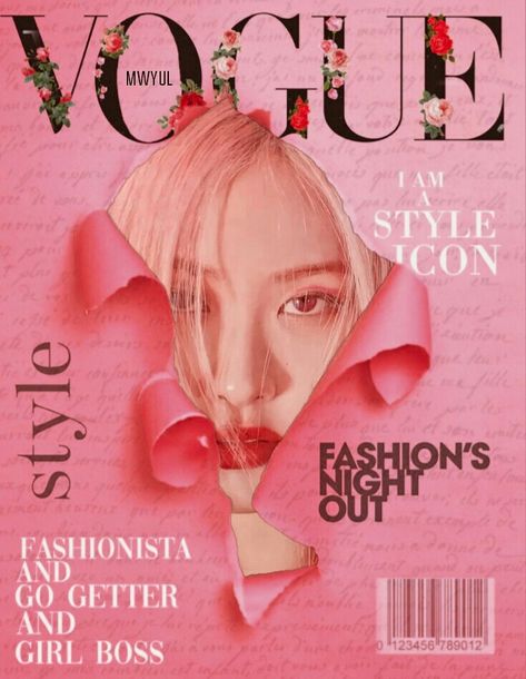 Blackpink Vogue, Cover Foto, Rosé Vogue, Vogue Edit, Magazine Design Cover, Makeup Magazine, Magazine Ideas, Rosé Theme, Vintage Photoshoot