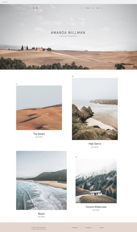 Landscape Photography | Website Template Website Templates Design, Website Design For Artists, Website Design Artist, Artistic Website Design, Website Design Simple, Photography Website Design Inspiration, Artist Website Design, Website Design Photography, Artist Portfolio Website