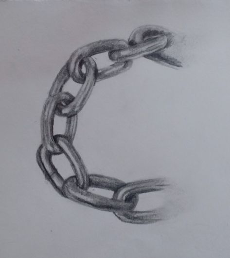 This is a pencil sketch by my 13 year old son Malhar... He likes drawing a lot Chains Pencil Drawing, Person In Chains Drawing Reference, Chain Necklace Drawing, Drawing Chains, Chain Sketch, How To Draw Chains, Chain Drawing, Chain Tutorial, Basic Sketching