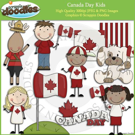 Canada Day Kids Clip Art Download Canada Day Crafts, Kids Clip Art, Doodle Images, Go Team, Team Canada, Kids Clipart, Canada Day, Kids Collection, Art Download