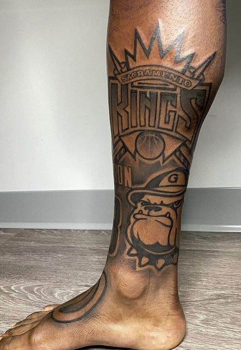 Born King Tattoo Men, Born King Tattoo, Calf Tattoo Men Ideas, Tattoo Ideas For Men Leg, Leg Tattoos Men, Tattoo Sleeve Cover Up, Coverup Ideas, Leg Tats, Calf Tattoo Men