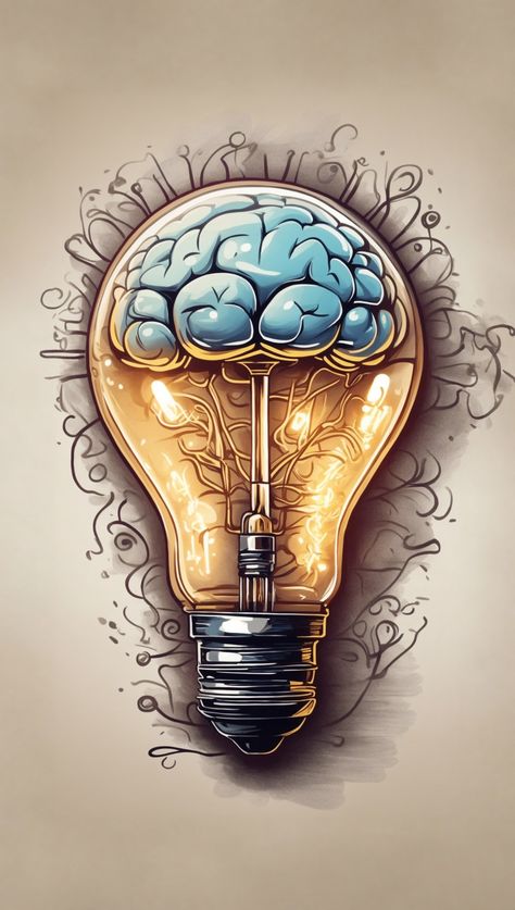 Brain in the bulb , show a strong, sparkling mind with great and emerging ideas Light Bulb Art, Art Psychology, Brain Art, Tshirt Design Inspiration, Flight Attendants, Abstract Art Wallpaper, Art Plastique, Graffiti Art, Galaxy Wallpaper