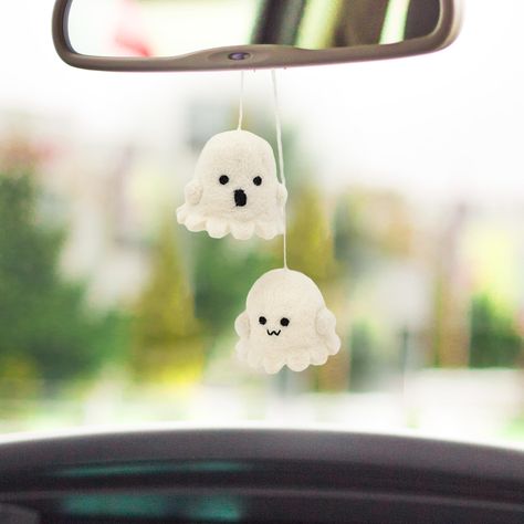 PRICES MAY VARY. 👻 SUPER CUTE DANGLING CAR DECOR: You'll love these wool felt ghost car hanging accessories dashboard decorations. This little friend swings from the car mirror while you drive, putting a smile on your face. The design is perfect, small enough & won't distract you from the road. Made from 100% wool, it is soft & will not crack your windshield. 🎒 VERSATILE USE: You can turn these ghost ornament car rear view mirror hanging accessories into key chain accessories for women, neckla Car Beads Rear View Mirror, Felt Ghost, Dashboard Decorations, Car Hanging Accessories, Wallet Lanyard, Mirror Car Accessories, Valentines Surprise, Mirror Accessories, Hanging Ghosts