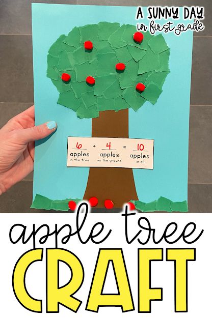 Apple Tree Activity, Apple Craft For Kids, Apple Tree Craft, Apple Art Projects, First Grade Projects, First Grade Crafts, 1st Grade Crafts, Elementary Classroom Themes, Apple Lessons