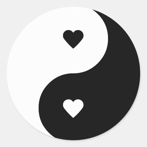 Yin Yang Heart, Yin Yang Sticker, Ying Yang Symbol, Ying Yang Tattoo, Stickers Ideas, Brand Vision, Bow Tattoo, Werewolf Art, Bento Cake