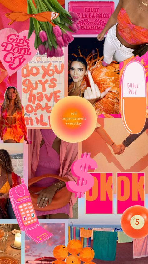 Vibrant Asthetic Picture, Funky Pink Aesthetic, Fun Colorful Aesthetic, Pink And Orange Instagram Feed, Vibrant Colors Palette, Bright Orange Aesthetic, Neon Orange Aesthetic, Orange And Pink Aesthetic, Pink Orange Aesthetic