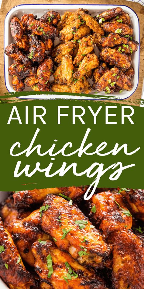 This Air Fryer Chicken Wings recipe is perfect for game day! Easy to make in minutes with basic pantry ingredients - hot wings, honey garlic, or extra crispy. Recipe from thebusybaker.ca! #airfryerchickenwings #chickenwings #honeygarlicwings #hotwings #crispychickenwings #secretingredient #airfryerchicken #airfryerwings via @busybakerblog Sriracha Dipping Sauce, Crispy Air Fryer Chicken Wings, Airfryer Chicken, Teriyaki Wings, Crispy Air Fryer Chicken, Fried Wings, Air Fry Chicken Wings, Wings Recipes, Air Fryer Wings