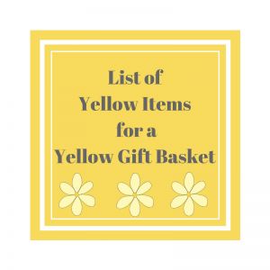 Our scheduler at work is preparing “Boxes of Sunshine” to deliver to the doctor’s offices that schedule at our surgery center.  Everything in the box is going to be yellow.  You may have seen similar boxes on pinterest.com if you are a Pinterest fan.  🙂  This list was created to give her some ideas and to help any of you that may be creating a similar gift for someone.  Yellow is such a fun color.  If you are gathering together things that are yellow, you will really start to notice yellow item Yellow Gift Basket Ideas, Yellow Gift Basket, Yellow Themed Gifts, Yellow Gifts Basket, Orange Gift Basket, Basket Of Sunshine, Get Well Baskets, Yellow Items, Celebration Box